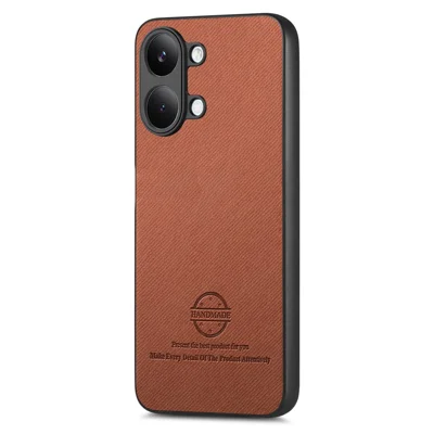 For Xiaomi Poco X8 Pro Max 5G  /  Redmi Turbo 5 Max 5G Case Leather Phone Back Cover with Cloth Texture - Brown