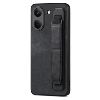 For Xiaomi Poco X8 Pro 5G  /  Redmi Turbo 5 5G Case with Wristband Kickstand Leather + TPU Phone Cover - Black