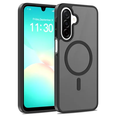 Magnetic Case for Samsung Galaxy A26 5G / A18 4G / A17 5G / A17 4G / A16 5G / A16 4G , TPU Frame Acrylic Back Phone Cover Skin Touch - Black