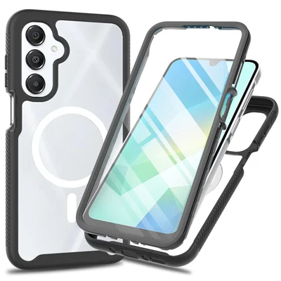 Magnetic Case for Samsung Galaxy A18 4G / A17 5G / A17 4G / A26 5G / A16 5G / A16 4G , PC + TPU Protective Phone Cover with PET Screen Film - Black