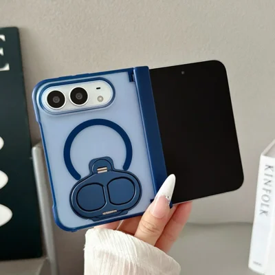 For iPhone Duo Magnetic Case Ring Holder Kickstand Frosted PC Phone Cover - Blue