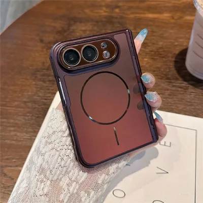 For iPhone Duo Magnetic Case Frosted Electroplated Precise Cutouts Hard PC Phone Cover - Cherry Red