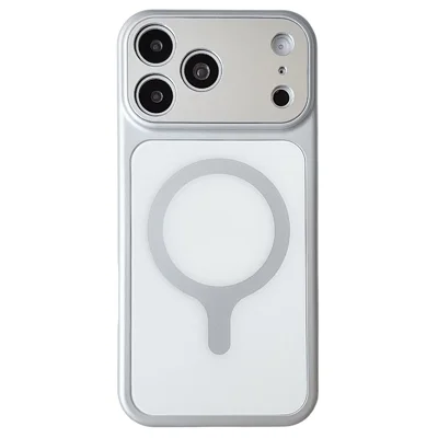 Til iPhone 18 Pro / 17 Pro Racketype Magnetisk Case PC Matt Anti-fingeraftryk Metal Kamera Ramme Telefondækning - Sølv