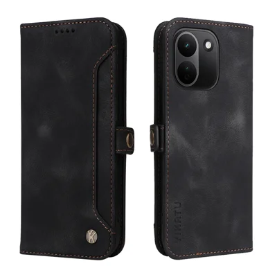  YIKATU for Xiaomi Redmi Note 17 Pro+ 5G / Xiaomi Redmi Note 17 Pro Max 5G YK-002 Case Wallet PU Leather Phone Cover with Outer Card Slot - Black