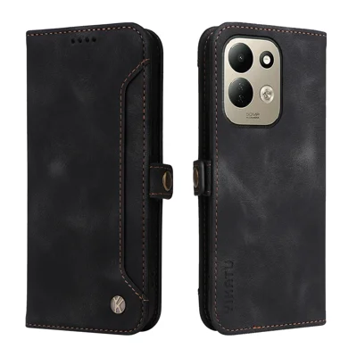 YIKATU für Xiaomi Redmi 17 5G / Xiaomi Redmi 17 4G YK-002 Tasche, PU-Leder-Handyhülle mit Außentasche für Karte - Schwarz