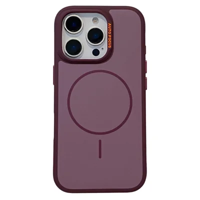 Étui magnétique pour iPhone 16 Pro Max compatible MagSafe, coque bicolore mate en TPU + PC - Rouge Cerise