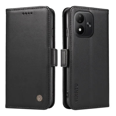  YIKATU for Xiaomi Redmi Note 17 4G (Global) / Xiaomi Redmi Note 17 (India/China) 5G / Xiaomi Redmi Note 17 5G (Global) Wallet Phone Case  YK-003 Leather Stand Cover -  Black