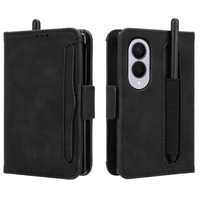 For Samsung Galaxy Z Fold8 Stand Case with Pencil Slot Leather Wallet Phone Cover - Black
