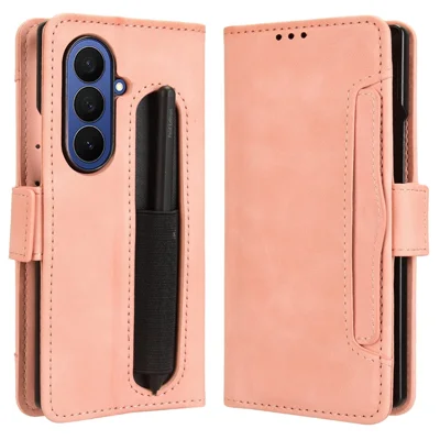 Für Samsung Galaxy Z Fold8 Ultra Standtasche mit Stiftschlitz Leder Brieftasche Handyhülle - Rosa