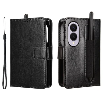 For Samsung Galaxy Z Fold8 Phone Case Pencil Slot Stand Leather Cover Crazy Horse Texture - Sort