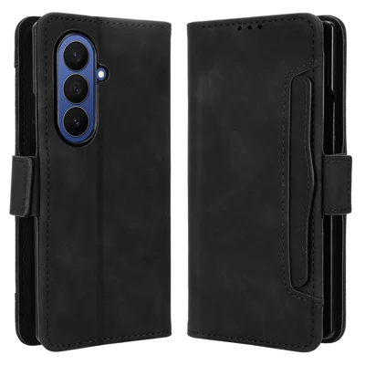 Чехол для Samsung Galaxy Z Fold8 Ultra с несколькими карманами для карт, кожаный чехол для телефона - черный