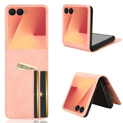 For Samsung Galaxy Z Flip8 Case Separable Design Card Slot Leather + PC Phone Cover - Pink