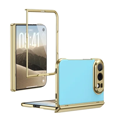 Coque pour iPhone Duo, housse mat AG en PC rigide pour téléphone pliable avec film de verre trempé - Bleu bébé