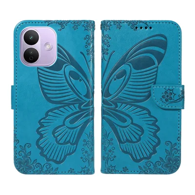  For Xiaomi Redmi Note 17 Pro 5G Case Butterfly Pattern PU Leather Folio Flip Phone Cover -  Blue