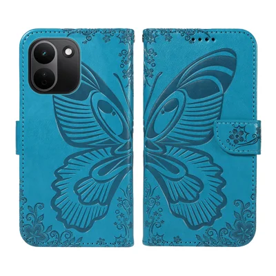  For Xiaomi Redmi Note 17 Pro+ 5G / Xiaomi Redmi Note 17 Pro Max 5G Case Butterfly Pattern PU Leather Folio Flip Phone Cover -  Blue