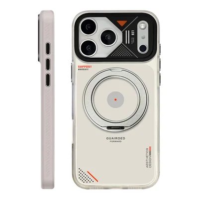 PAIKA voor iPhone 18 Pro / 17 Pro hoesje draaibare standaard PC + TPU matte telefoonhoes - Wit