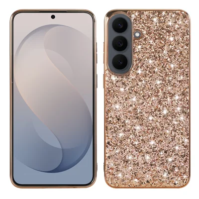 For Samsung Galaxy S26 FE Case Elektropladeret TPU + PC Skinnende Glitter Telefon Bagdæksel - Rosenød