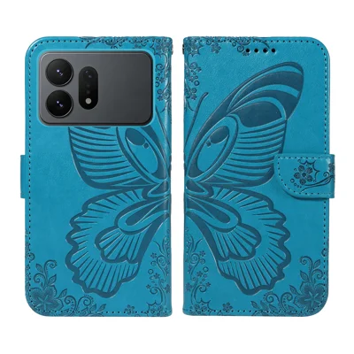 Für Samsung Galaxy S27 Ultra Hülle Schmetterlingsmuster PU-Leder Folio Klapphandyhülle - Blau
