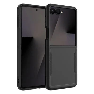 For Samsung Galaxy Z Flip8 Case 2 in 1 PC + TPU Shockproof Phone Cover - Black