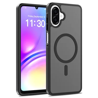 Magnetic Case for Samsung Galaxy A08 4G  /  A07s 4G  /  A07 5G  /  A07 4G  /  A06 5G  /  A06 4G TPU Frame Acrylic Back Phone Cover Skin Touch - Black