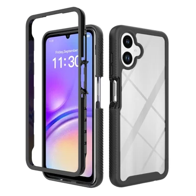 Чехол для телефона Samsung Galaxy A08 4G / A07 4G / A07 5G / A07s 4G / A06 4G / A06 5G, антиударный 2 в 1, задняя панель из поликарбоната и ТПУ — черный