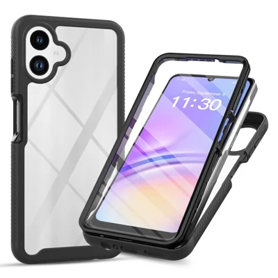 Clear Case for Samsung Galaxy A08 4G / A07 4G / A07 5G / A07s 4G / A06 4G / A06 5G , PC + TPU Phone Back Cover with PET Screen Film - Black
