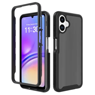 Чехол для телефона Samsung Galaxy A08 4G / A07s 4G / A07 5G / A07 4G / A06 5G / A06 4G, матовый прозрачный, антиотпечатки, 2 в 1, из поликарбоната и ТПУ, защитный чехол — черный
