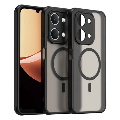 Оптовая покупка для Xiaomi Redmi 17C 5G / 17C 4G магнитный чехол, антиударный матовый чехол из поликарбоната + ТПУ, черный