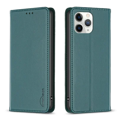  BINFEN COLOR for iPhone 11 Pro Leather Case  BF18 Phone Stand Cover with Card Slots - Green