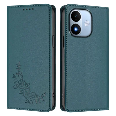  For Xiaomi Redmi Note 17 5G (Global) / Xiaomi Redmi Note 17 (India/China) 5G / Xiaomi Redmi Note 17 4G (Global) Wallet Stand Case Peony Flower Pattern TPU PU Leather Flip Cover - Green