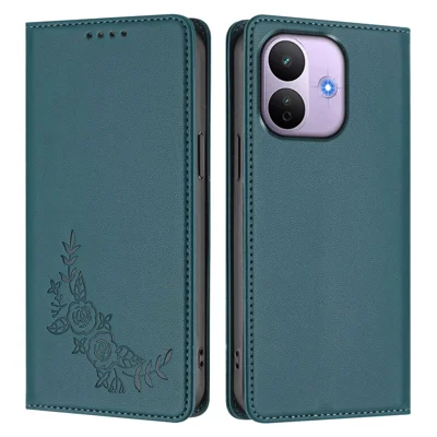  For Xiaomi Redmi Note 17 Pro 5G Wallet Stående Task Peony Blomstermønster TPU PU Læder Flip Cover - Grøn
