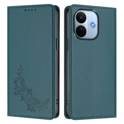  For Xiaomi Redmi Note 17 Pro Max 5G / Xiaomi Redmi Note 17 Pro+ 5G Wallet Stand Case Peony Flower Pattern TPU PU Leather Flip Cover - Green