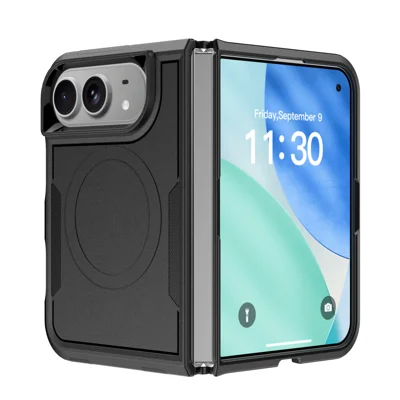  For iPhone Duo Magnetic Case Dual Layer PC + TPU Shockproof Phone Cover - Black
