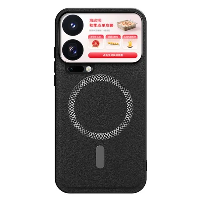 For Xiaomi 18 Pro Max Case PU TPU PC Phone Back Cover with Metal Lens Frame - Black
