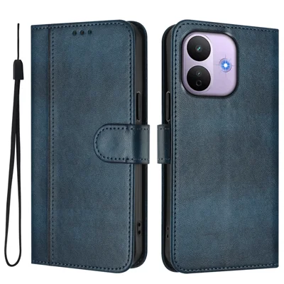 Til Xiaomi Redmi Note 17 Pro 5G Tasker Wallet Ståplader Retro struktureret Læder telefonbeskyttelse med reb - Blå