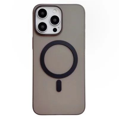 For iPhone 15 Pro Max Magnetic Case Matte Ultra-Thin PP Shockproof Phone Cover - Transparent Black