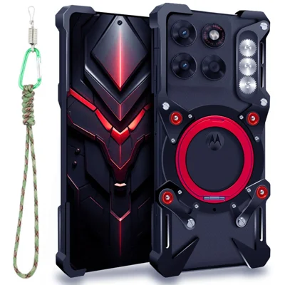 For Motorola Moto G Max 5G Bumper Case Kickstand Aluminum Alloy Magnetic Phone Cover with Wrist Strap Compatible with MagSafe - Black