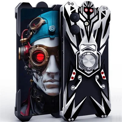 Funda de aluminio mecanizado con diseño hueco para Xiaomi Poco X8 5G, con soporte de anillo - Como se muestra