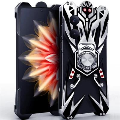 Coque de protection renforcée en alliage d'aluminium usiné creux avec support d'anneau pour Xiaomi Poco X8 Pro 5G - Comme montré