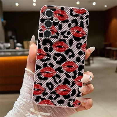 Funda para Samsung Galaxy A37 5G, recortes precisos, diseño antihuellas, estampado de patrón, trasera de cuero PU + TPU - B839 rosa