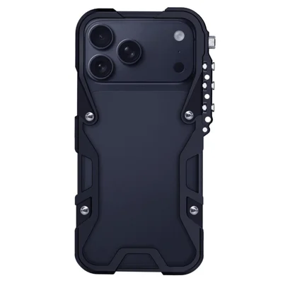 For iPhone 18 Pro Max / 17 Pro Max Bumper Case Aluminium Alloy Metal Phone Shell Cover with Strap - Black