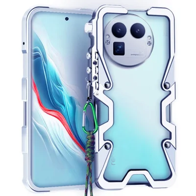 For Realme GT 8 Pro 5G Bumper Case Aluminium Alloy Metal Phone Shell Cover with Strap - Silver