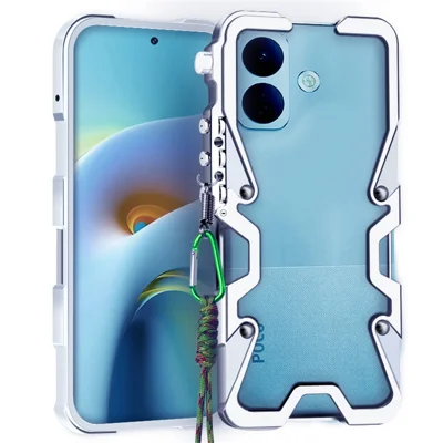 Funda de aluminio para Xiaomi Poco X8 5G con correa - Plata
