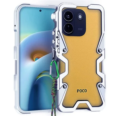 Obudowa zasilana na Xiaomi Poco X8 5G z aluminium z paskiem - Srebrna