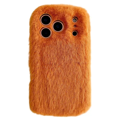 For iPhone 18 Pro  /  17 Pro Phone Case Soft Plush Fuzzy Fur TPU Protective Cover - Orange