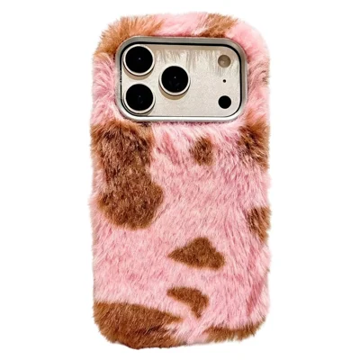 Funda para iPhone 18 Pro / 17 Pro, Funda de TPU con Protección contra Caídas, Superficie de Felpa con Textura de Piedra, Color Rosa / Marrón