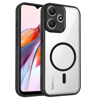 For Xiaomi Redmi Note 17 Pro 5G Magnetisk Taske Transparent PC + TPU Stødfast Hudvenlig Telefonbeskyttelse - Sort