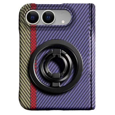 Voor iPhone Duo hoesje met ringhouder, standaard, hard PC-telefoonhoesje met schermbescherming - Paars