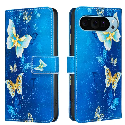  For Google Pixel 10 Pro / Google Pixel 9 / Google Pixel 9 Pro / Google Pixel 10 Case Wallet Stand Pattern Printing Phone Leather Cover - Golden Butterflies