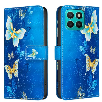 Étui pour Honor X8c 4G, étui portefeuille avec support, imprimé motif papillons dorés, housse en cuir pour téléphone